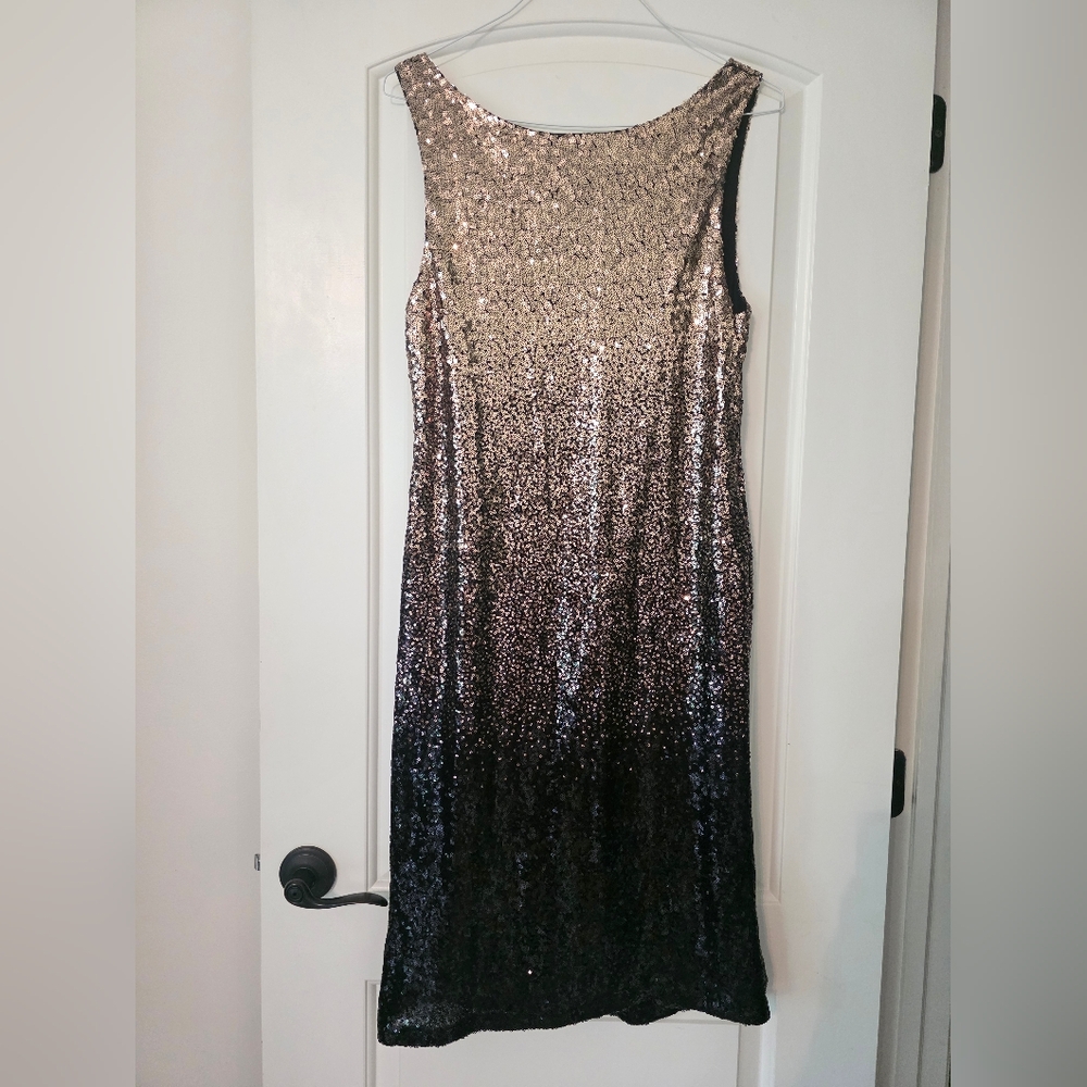 Gold And Black Ombre Sequin Sheath Dress By Premier Amour Size 14